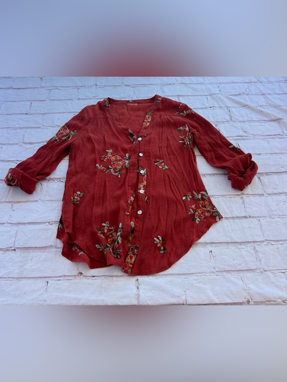 Long sleeve Blouse embroidered Small unbranded